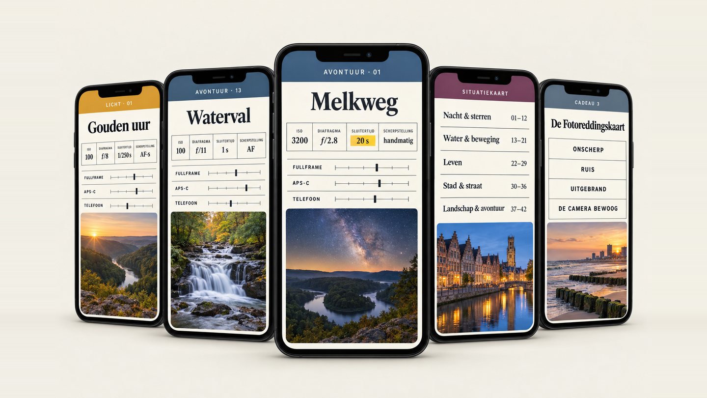 De hele set op telefoons: kaarten, Situatiekaart en cadeaus