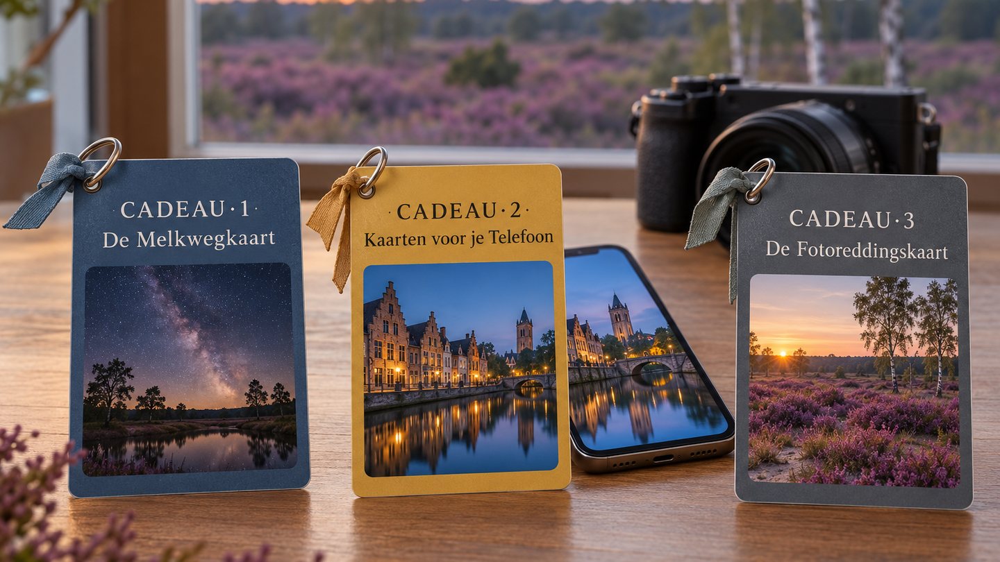 3 cadeaus: De Melkwegkaart, Kaarten voor je Telefoon en De Fotoreddingskaart